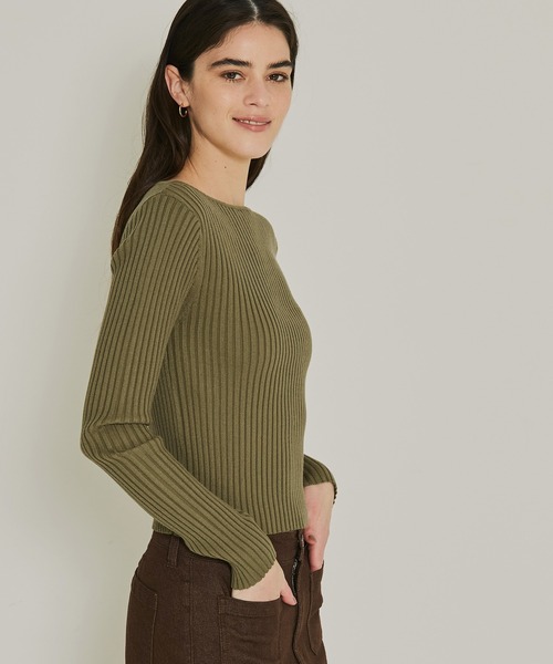 coca(coca)(コカ)の「ボートネックリブニットトップス(ニット/セーター・レディース・ブラック/カーキ・L/M/S)」の14枚目の写真