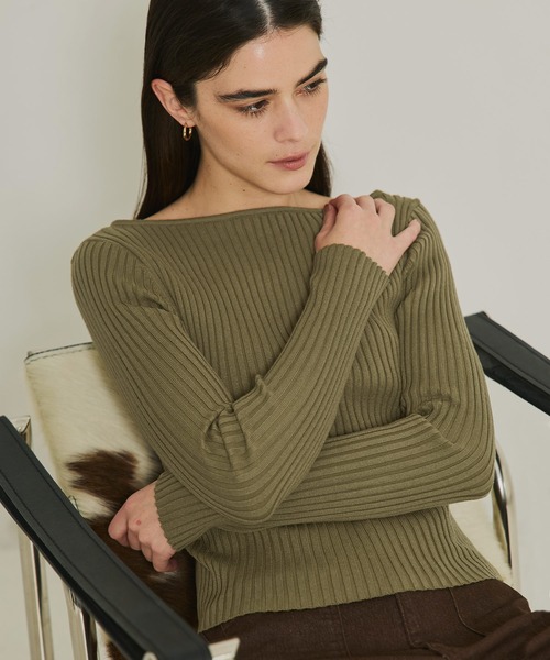 coca(coca)(コカ)の「ボートネックリブニットトップス(ニット/セーター・レディース・ブラック/カーキ・L/M/S)」の15枚目の写真