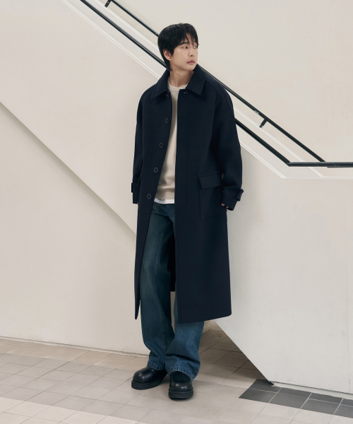 DRAW FIT（ドローフィット）の「[オジョンギュXドローフィット] コンサイズウールワンダーバルマカンコート [NAVY]（チェスターコート・メンズ・その他・MEDIUM/LARGE）」の4枚目の写真