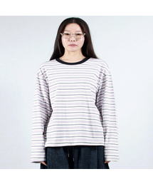 MULTI STRIPE LONG SLEEVE TEE -  White
