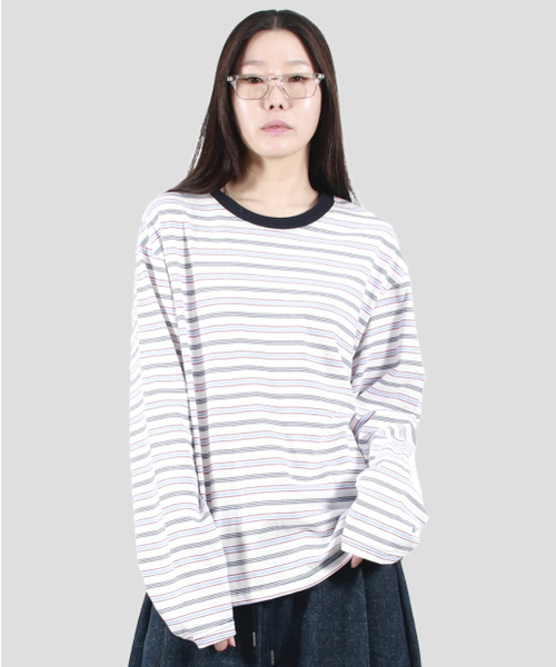DEMARC（ドゥマーク）の「MULTI STRIPE LONG SLEEVE TEE -  White（Tシャツ/カットソー・レディース・その他・LARGE/MEDIUM）」の3枚目の写真