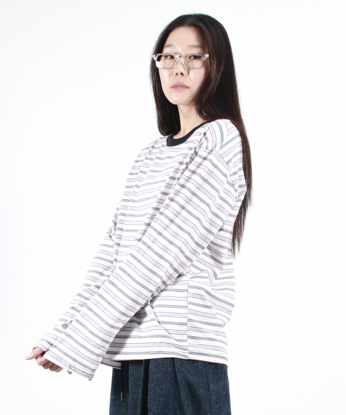 DEMARC（ドゥマーク）の「MULTI STRIPE LONG SLEEVE TEE -  White（Tシャツ/カットソー・レディース・その他・LARGE/MEDIUM）」の4枚目の写真
