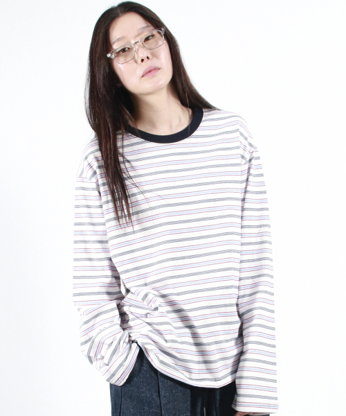 DEMARC（ドゥマーク）の「MULTI STRIPE LONG SLEEVE TEE -  White（Tシャツ/カットソー・レディース・その他・LARGE/MEDIUM）」の5枚目の写真