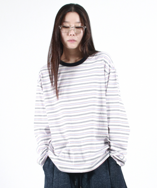 DEMARC（ドゥマーク）の「MULTI STRIPE LONG SLEEVE TEE -  White（Tシャツ/カットソー・レディース・その他・LARGE/MEDIUM）」の6枚目の写真
