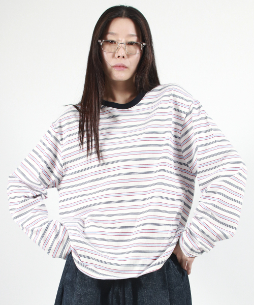 DEMARC（ドゥマーク）の「MULTI STRIPE LONG SLEEVE TEE -  White（Tシャツ/カットソー・レディース・その他・LARGE/MEDIUM）」の8枚目の写真