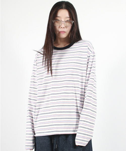 DEMARC（ドゥマーク）の「MULTI STRIPE LONG SLEEVE TEE -  White（Tシャツ/カットソー・レディース・その他・LARGE/MEDIUM）」の9枚目の写真