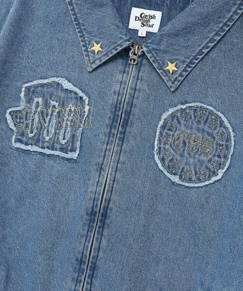 Cavish(カビシ)の「DENIM RAWCUT EMB JACKET BLUE(CV2DFUB902A)(デニムジャケット・レディース・ブルー・LARGE/MEDIUM)」の4枚目の写真