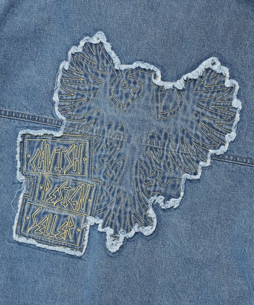 Cavish(カビシ)の「DENIM RAWCUT EMB JACKET BLUE(CV2DFUB902A)(デニムジャケット・レディース・ブルー・LARGE/MEDIUM)」の6枚目の写真