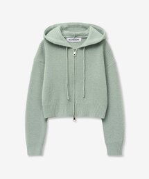 BLOND9（ブロンドナイン）の「アリスリーブニットフードジップアップ_ミント（パーカー）」