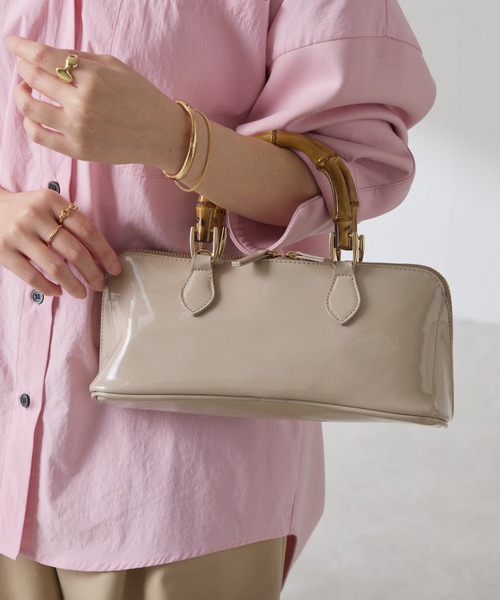 COLLAGE GALLARDAGALANTE（コラージュガリャルダガランテ）の「バンブーハンドルバッグ（ハンドバッグ・レディース・ベージュ/ブラック・FREE）」の2枚目の写真