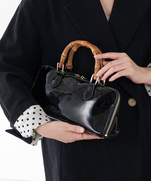 COLLAGE GALLARDAGALANTE（コラージュガリャルダガランテ）の「バンブーハンドルバッグ（ハンドバッグ・レディース・ベージュ/ブラック・FREE）」の3枚目の写真