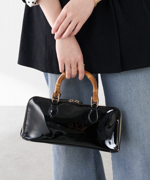 COLLAGE GALLARDAGALANTE（コラージュガリャルダガランテ）の「バンブーハンドルバッグ（ハンドバッグ・レディース・ベージュ/ブラック・FREE）」の4枚目の写真