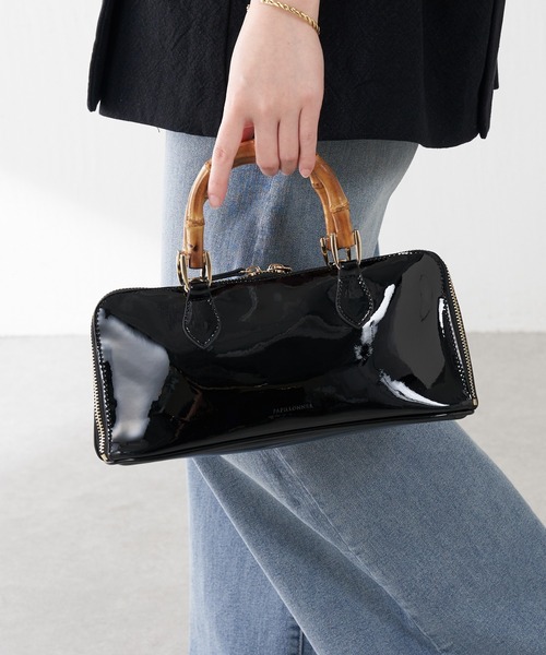 COLLAGE GALLARDAGALANTE（コラージュガリャルダガランテ）の「バンブーハンドルバッグ（ハンドバッグ・レディース・ベージュ/ブラック・FREE）」の5枚目の写真