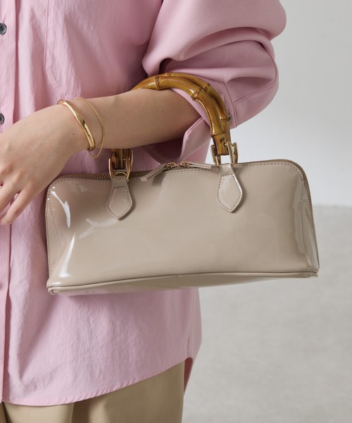 COLLAGE GALLARDAGALANTE（コラージュガリャルダガランテ）の「バンブーハンドルバッグ（ハンドバッグ・レディース・ベージュ/ブラック・FREE）」の6枚目の写真