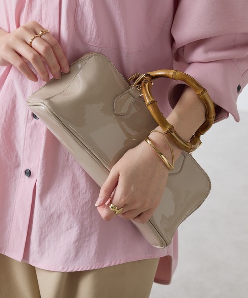 COLLAGE GALLARDAGALANTE（コラージュガリャルダガランテ）の「バンブーハンドルバッグ（ハンドバッグ・レディース・ベージュ/ブラック・FREE）」の7枚目の写真