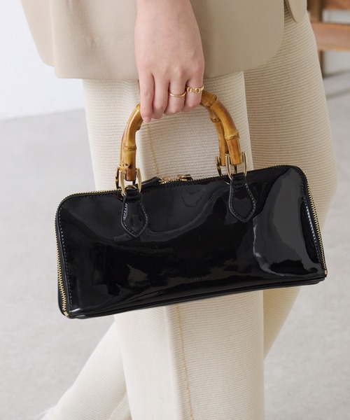 COLLAGE GALLARDAGALANTE(コラージュガリャルダガランテ)の「PAPILLONNER/バンブーハンドルバッグ/セレモニー(ハンドバッグ・レディース・ベージュ/ブラック・FREE)」の17枚目の写真