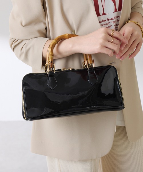 COLLAGE GALLARDAGALANTE(コラージュガリャルダガランテ)の「PAPILLONNER/バンブーハンドルバッグ/セレモニー(ハンドバッグ・レディース・ベージュ/ブラック・FREE)」の18枚目の写真