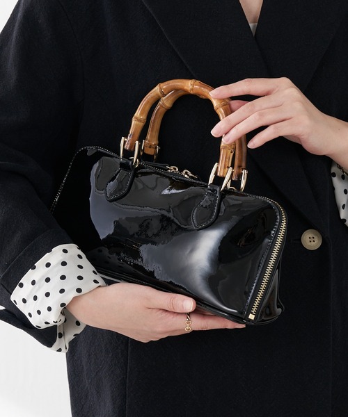 COLLAGE GALLARDAGALANTE(コラージュガリャルダガランテ)の「PAPILLONNER/バンブーハンドルバッグ/セレモニー(ハンドバッグ・レディース・ベージュ/ブラック・FREE)」の16枚目の写真