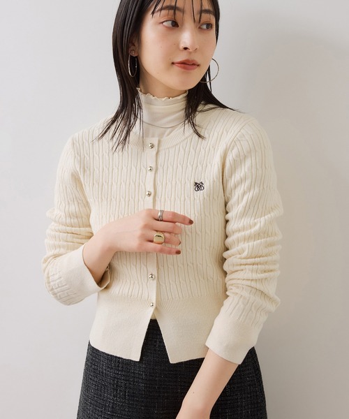 VIS（ビス）の「ケーブルコンパクトカーディガン（カーディガン/ボレロ・レディース・ダークブラウン/ネイビー/キナリ/ピンク・FREE）」の5枚目の写真