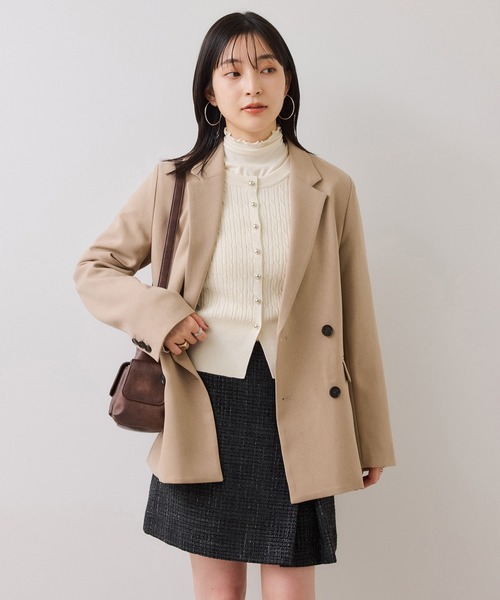 VIS（ビス）の「ケーブルコンパクトカーディガン（カーディガン/ボレロ・レディース・ダークブラウン/ネイビー/キナリ/ピンク・FREE）」の8枚目の写真