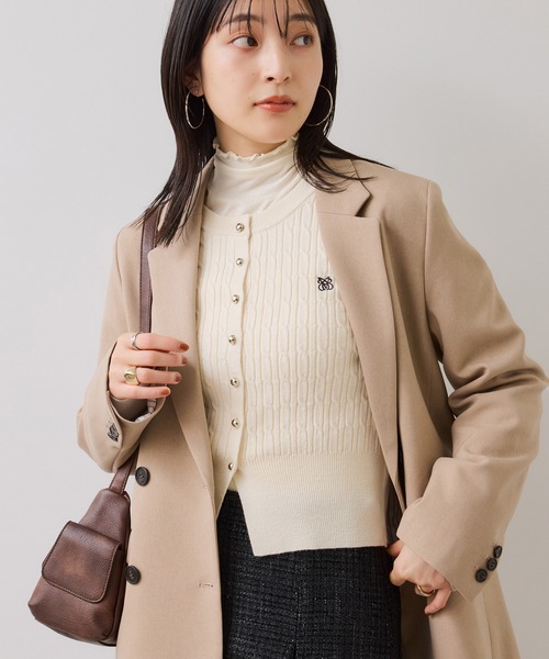 VIS（ビス）の「ケーブルコンパクトカーディガン（カーディガン/ボレロ・レディース・ダークブラウン/ネイビー/キナリ/ピンク・FREE）」の9枚目の写真