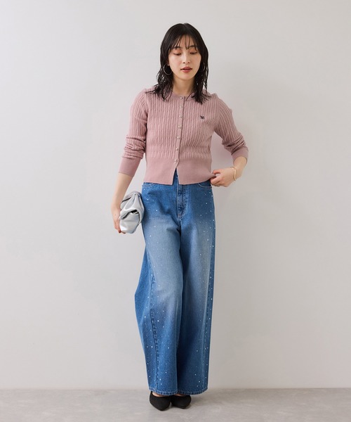 VIS（ビス）の「ケーブルコンパクトカーディガン（カーディガン/ボレロ・レディース・ダークブラウン/ネイビー/キナリ/ピンク・FREE）」の16枚目の写真