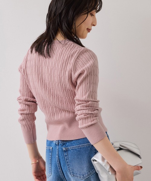 VIS（ビス）の「ケーブルコンパクトカーディガン（カーディガン/ボレロ・レディース・ダークブラウン/ネイビー/キナリ/ピンク・FREE）」の12枚目の写真