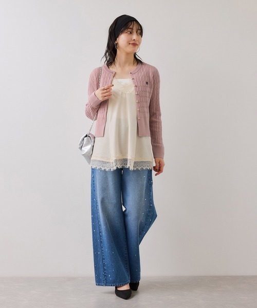 VIS（ビス）の「ケーブルコンパクトカーディガン（カーディガン/ボレロ・レディース・ダークブラウン/ネイビー/キナリ/ピンク・FREE）」の15枚目の写真