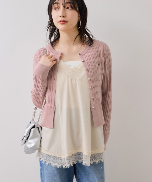 VIS（ビス）の「ケーブルコンパクトカーディガン（カーディガン/ボレロ・レディース・ダークブラウン/ネイビー/キナリ/ピンク・FREE）」の14枚目の写真