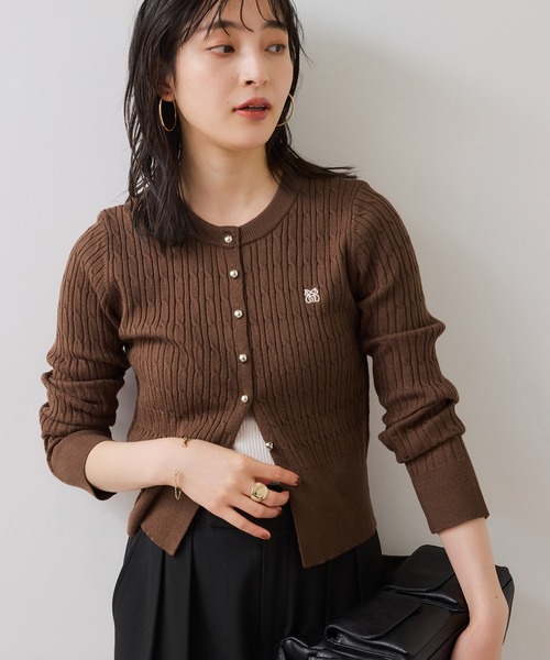 VIS（ビス）の「ケーブルコンパクトカーディガン（カーディガン/ボレロ・レディース・ダークブラウン/ネイビー/キナリ/ピンク・FREE）」の17枚目の写真