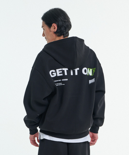 GET IT ON(ゲットイットオン)の「シグニチャー2WAYフードジップアップ_ブラック(パーカー・メンズ・その他・F)」の5枚目の写真