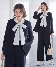 GeeRA（ジーラ）の「【S-3Lサイズ】フレアーラインジャケットワイドパンツセットアップスーツ（スーツセット）」