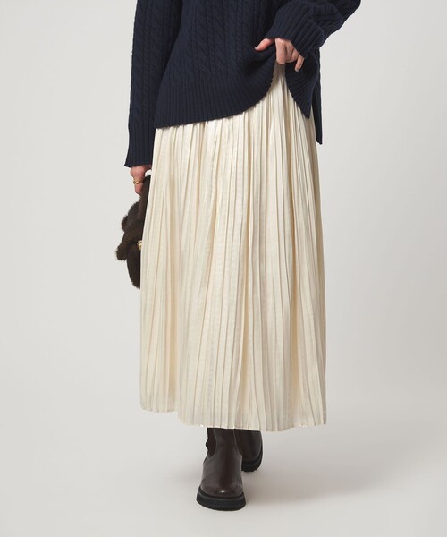 green label relaxing（グリーンレーベルリラクシング）の「シャイニー プリーツ スカート（スカート・レディース・オフホワイト/ネイビー/その他1・FREE）」の7枚目の写真