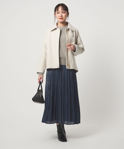 green label relaxing（グリーンレーベルリラクシング）の「シャイニー プリーツ スカート（スカート・レディース・オフホワイト/ネイビー/その他1・FREE）」の12枚目の写真