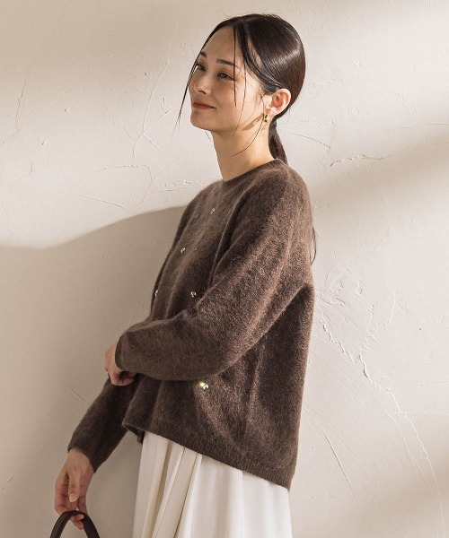 LAUTREAMONT(ロートレアモン)の「ヘアリービジューニット≪洗える≫(ニット/セーター・レディース・オフホワイト/ブラウン・9号)」の9枚目の写真