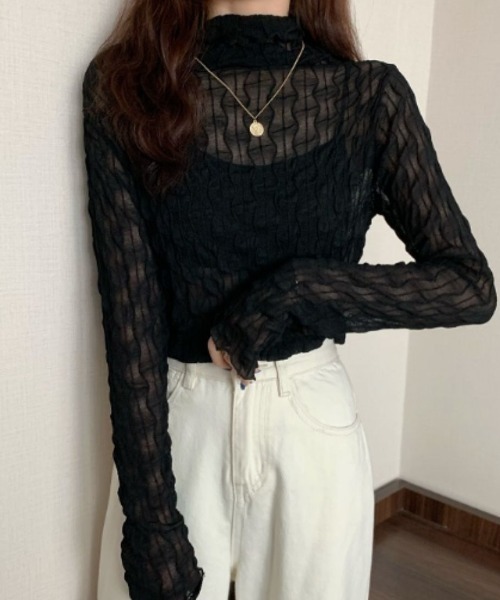 Belle Cie(ベルシー)の「ゆったりフィットメローフリルハイネックシアートップス(その他トップス・レディース・ブラウン/ホワイト/ブラック/アイボリー・FREE)」の19枚目の写真