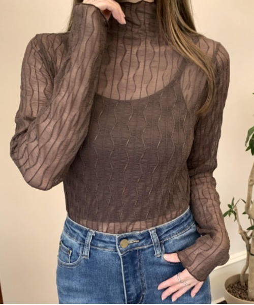 Belle Cie(ベルシー)の「ゆったりフィットメローフリルハイネックシアートップス(その他トップス・レディース・ブラウン/ホワイト/ブラック/アイボリー・FREE)」の22枚目の写真