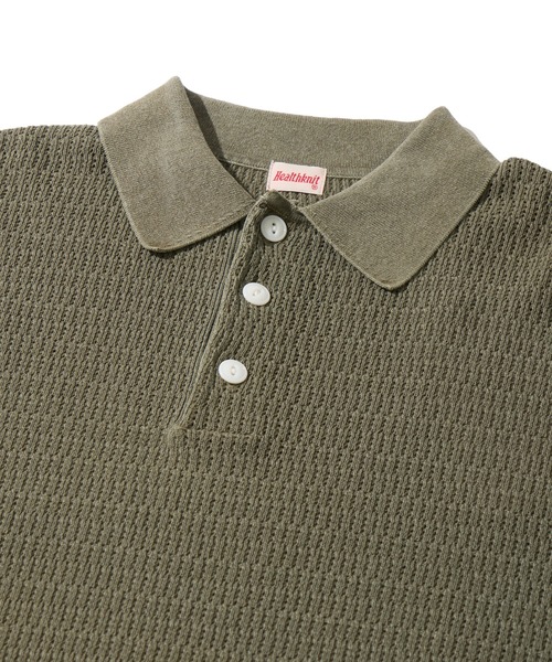 Healthknit(ヘルスニット)の「【Healthknit】Polo Collar S/S Knit / ニットポロシャツ(ポロシャツ・メンズ・オリーブ/アイボリー/ブラック・X-LARGE/LARGE/MEDIUM)」の10枚目の写真