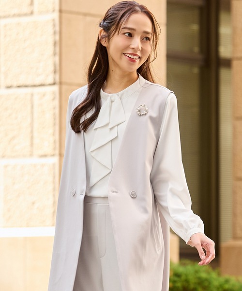 Honeys(ハニーズ)の「フリルリボンブラウス(シャツ/ブラウス・レディース・ホワイト/ブラック系その他/ホワイト系その他/ピンクベージュ・L/3L/M/LL/S)」の14枚目の写真