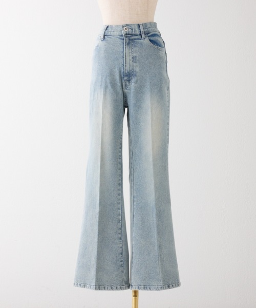 one after another NICE CLAUP（ワンアフターアナザーナイスクラップ）の「【S/Mサイズ展開】ラメプリントストレッチデニムパンツ（デニムパンツ・レディース・ブラック/ライトブルー/ブルー・SMALL/MEDIUM）」の4枚目の写真