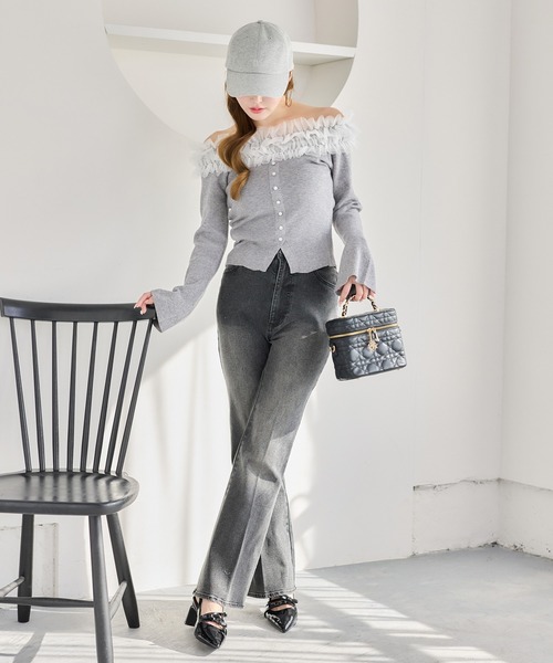 one after another NICE CLAUP（ワンアフターアナザーナイスクラップ）の「【S/Mサイズ展開】ラメプリントストレッチデニムパンツ（デニムパンツ・レディース・ブラック/ライトブルー/ブルー・SMALL/MEDIUM）」の17枚目の写真