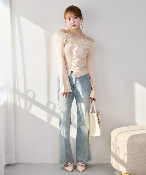 one after another NICE CLAUP（ワンアフターアナザーナイスクラップ）の「【S/Mサイズ展開】ラメプリントストレッチデニムパンツ（デニムパンツ・レディース・ブラック/ライトブルー/ブルー・SMALL/MEDIUM）」の15枚目の写真