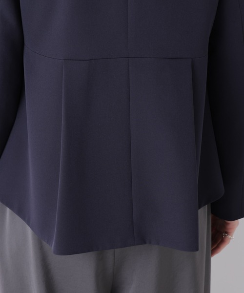 NANO universe（ナノユニバース）の「デイリーファンクション ノーカラージャケット(セットアップ可)（ノーカラージャケット・レディース・ダークネイビー/アイボリー・M/S）」の15枚目の写真