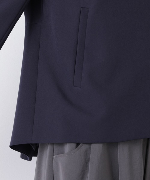 NANO universe（ナノユニバース）の「デイリーファンクション ノーカラージャケット(セットアップ可)（ノーカラージャケット・レディース・ダークネイビー/アイボリー・M/S）」の6枚目の写真