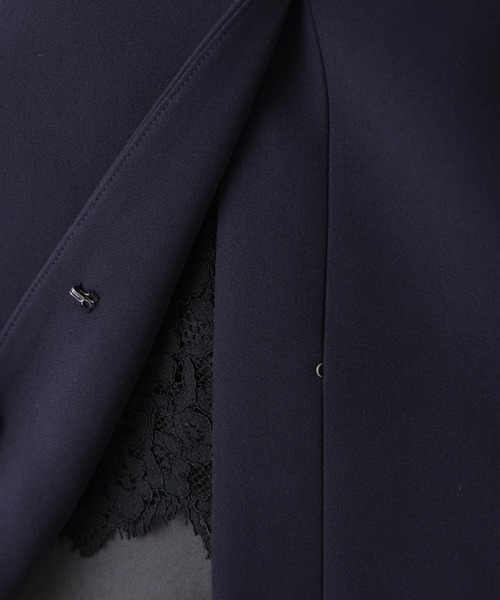 NANO universe（ナノユニバース）の「デイリーファンクション ノーカラージャケット(セットアップ可)（ノーカラージャケット・レディース・ダークネイビー/アイボリー・M/S）」の8枚目の写真