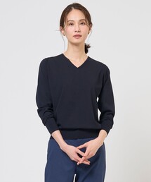 【着回し力抜群・オンオフ使える】HIGH GAUGE BASIC Vネック ニット