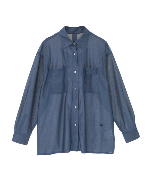 CONVERSE TOKYO（コンバーストウキョウ）の「STAR★ PATCH GLITTER SHEER SHIRT（シャツ/ブラウス・レディース・アイボリー/ブルー/ネイビー/ピンク・FREE）」の3枚目の写真