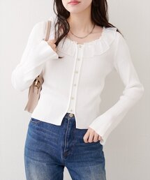 natural couture | 【再予約1/1 0時より】異素材フリルニット(ニット/セーター)