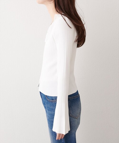 natural couture（ナチュラルクチュール）の「異素材フリルニット（ニット/セーター・レディース・オフホワイト/ピンク/ネイビー/ベージュ・FREE）」の11枚目の写真