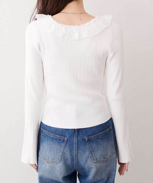 natural couture（ナチュラルクチュール）の「異素材フリルニット（ニット/セーター・レディース・オフホワイト/ピンク/ネイビー/ベージュ・FREE）」の12枚目の写真